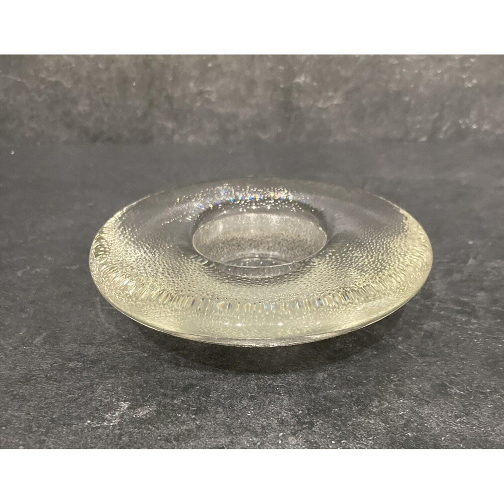 MCM IITTALA Finland Clear Glass Votive Candle Holder Textured bottom 4.75"